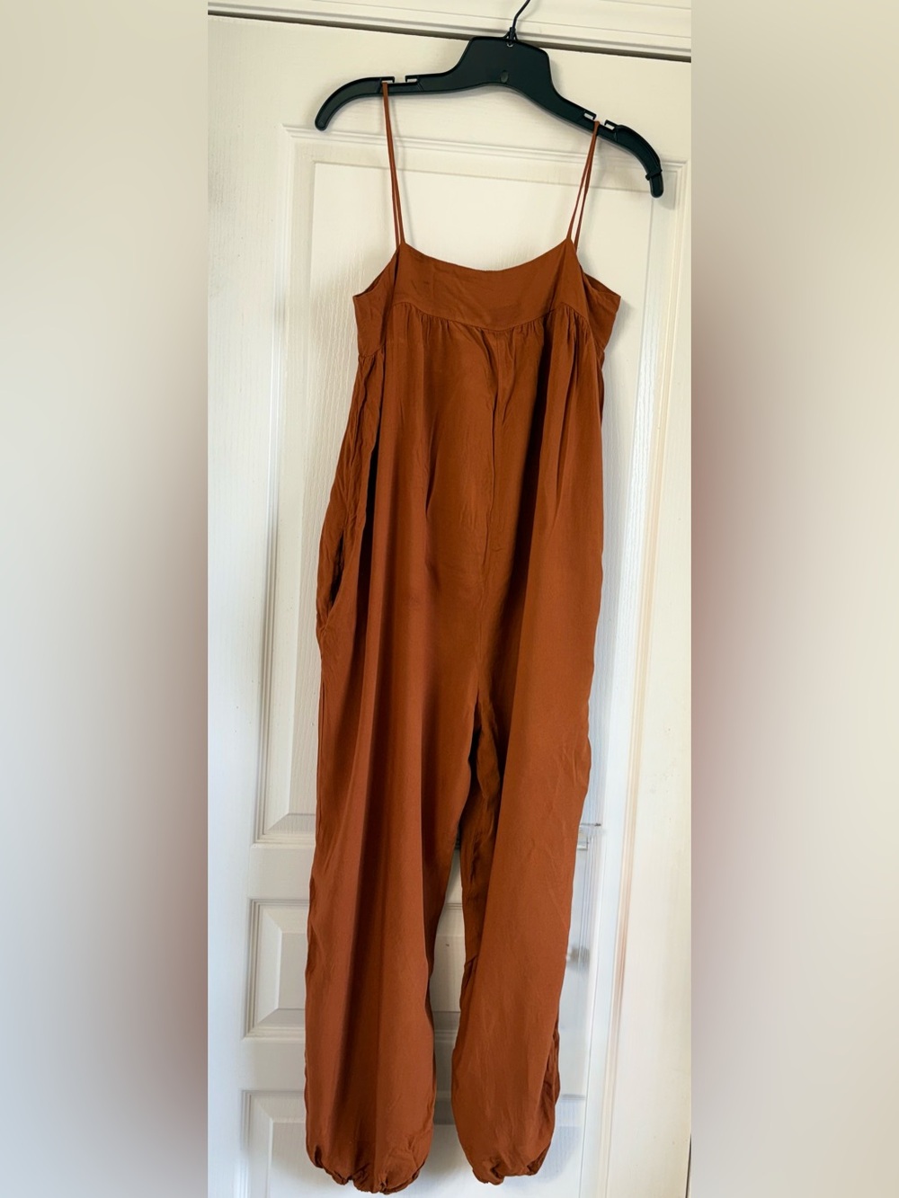 vestique Rust Brown Spaghetti Strap Jumpsuit